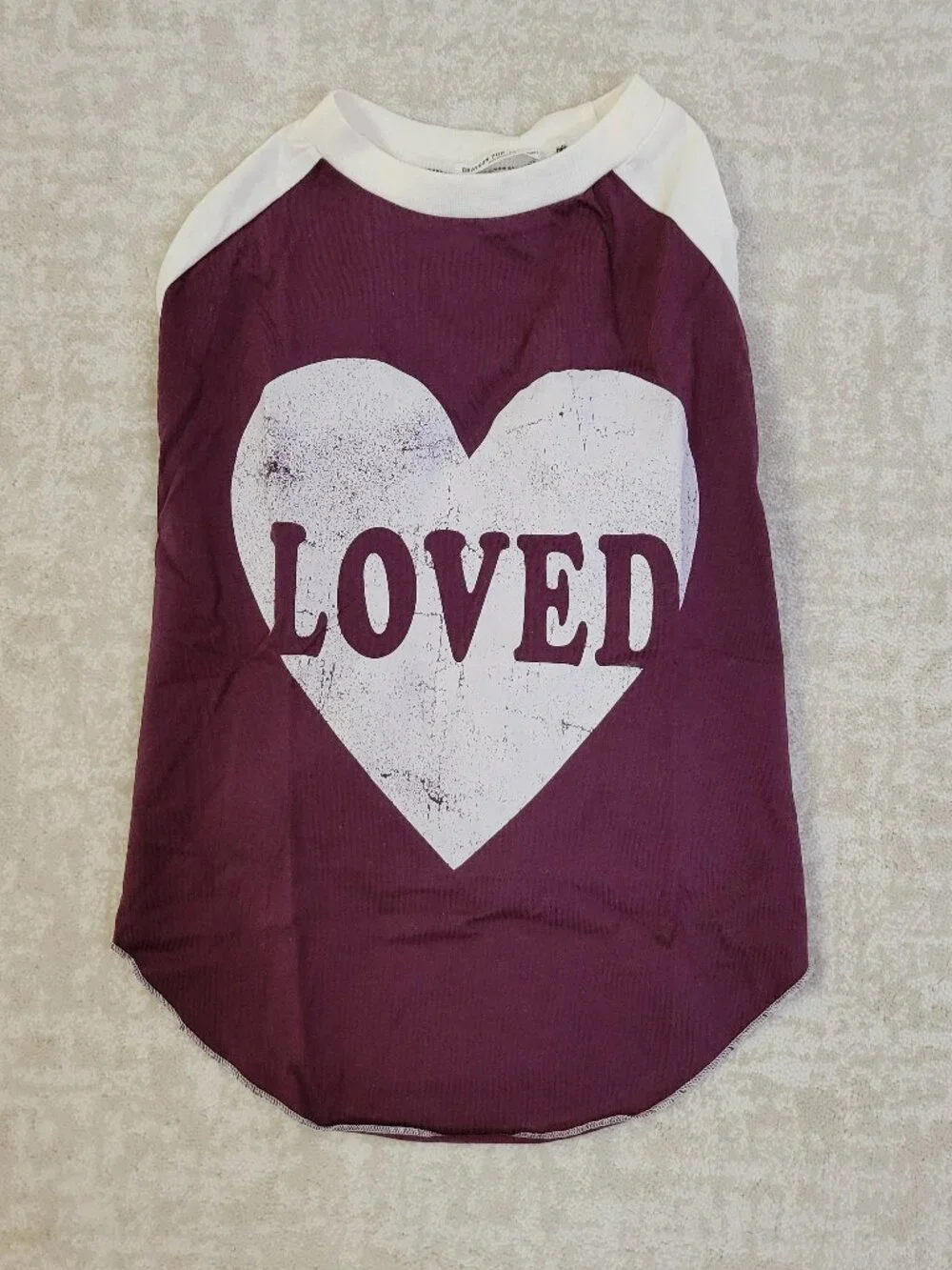 Grayson Pup The Label Loved Raglan Dog Tee Large Maroon Heart Brand New Cute Lov